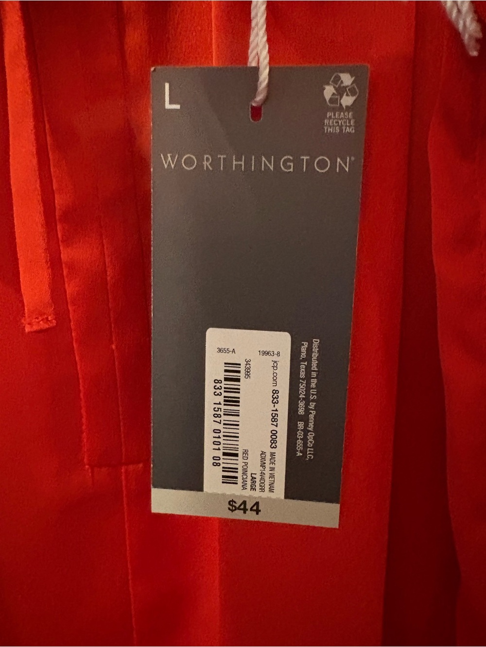 W by Worthington Orange Tie-Neck Satin Blouse NWT - Picture 3 of 6